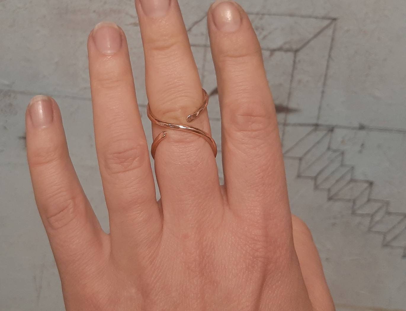 Arthritis finger splint sterling silver, brass or copper adjustable handmade  hammered textured ring 1 piece