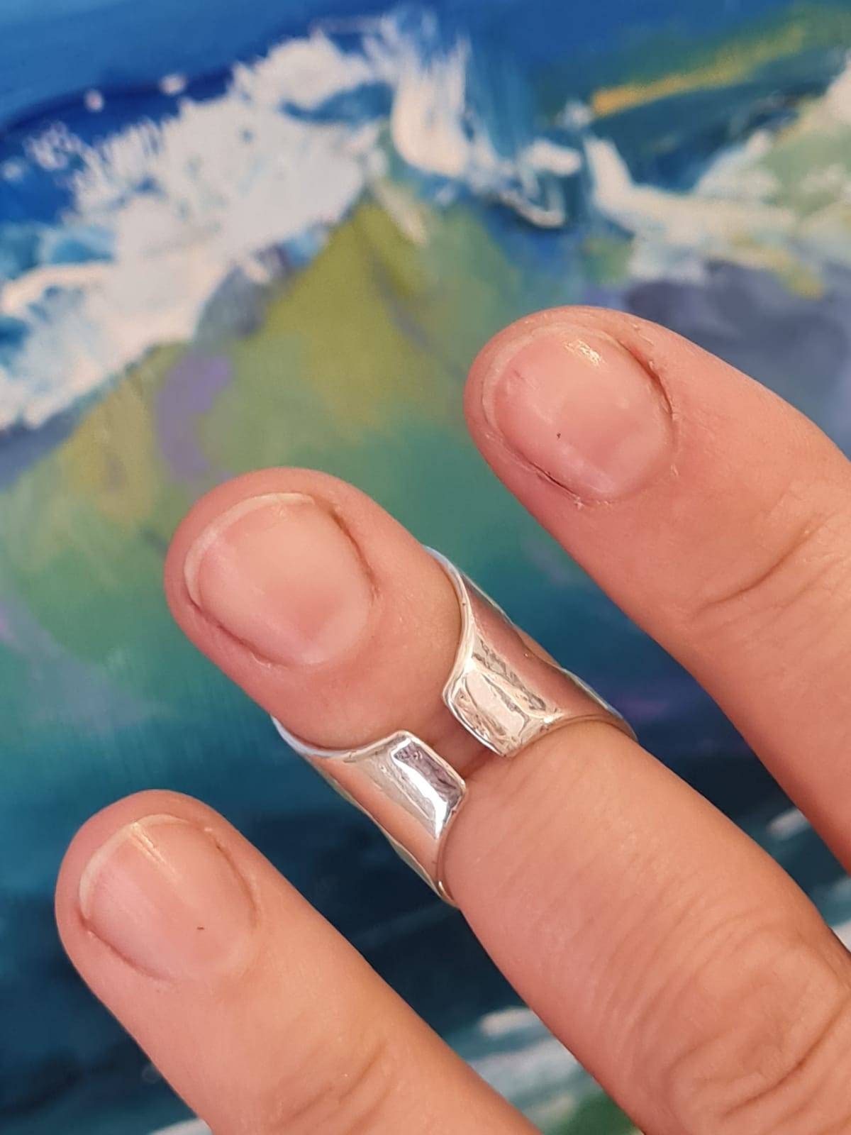 Arthritis finger splint adjustable solid sterling silver 925 or bronze, comfortable handmade ring