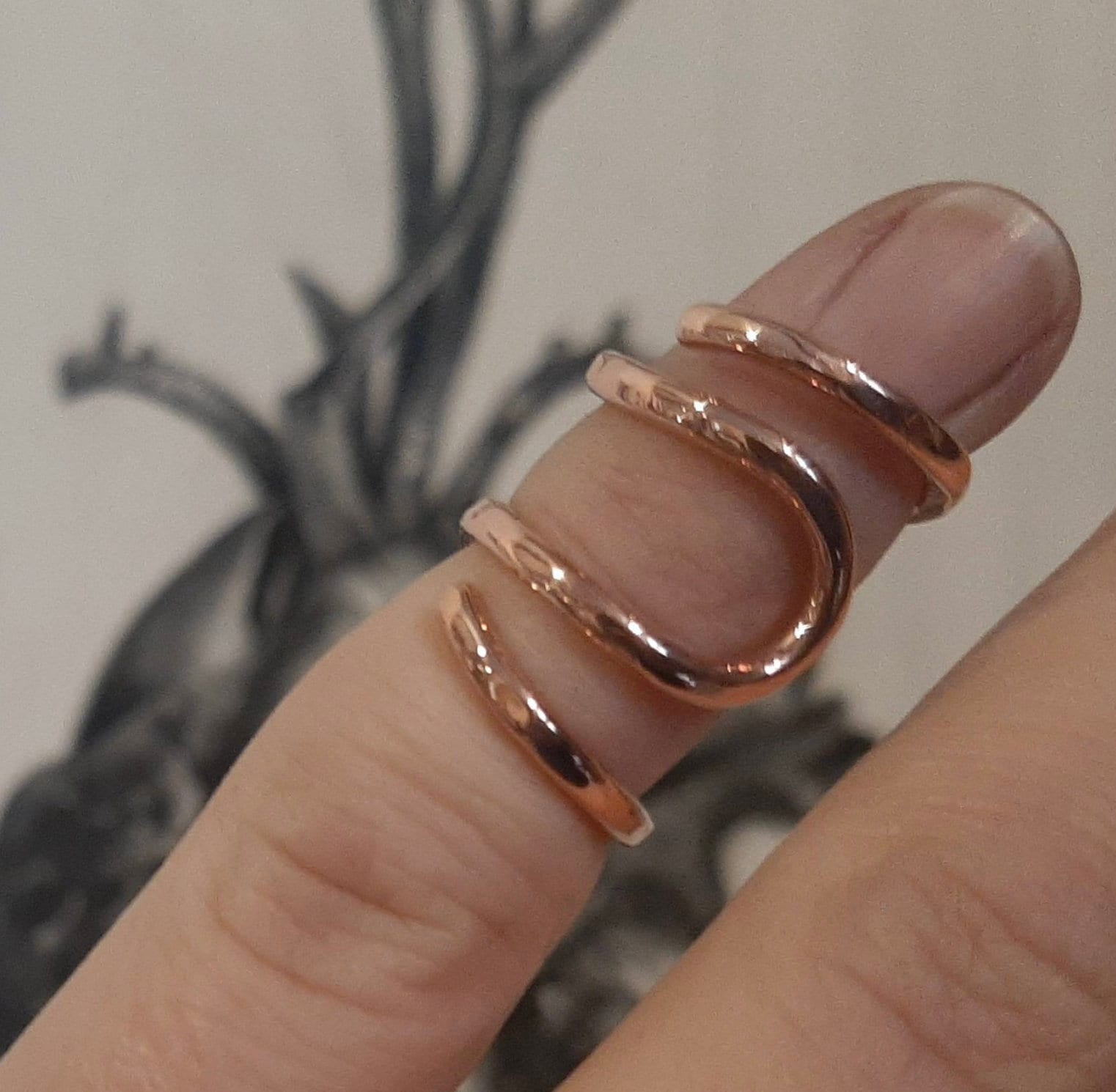 Arthritis finger splint for bending sideways handmade hammered sterling  silver, brass or copper textured ring, EDS, lateral deviation