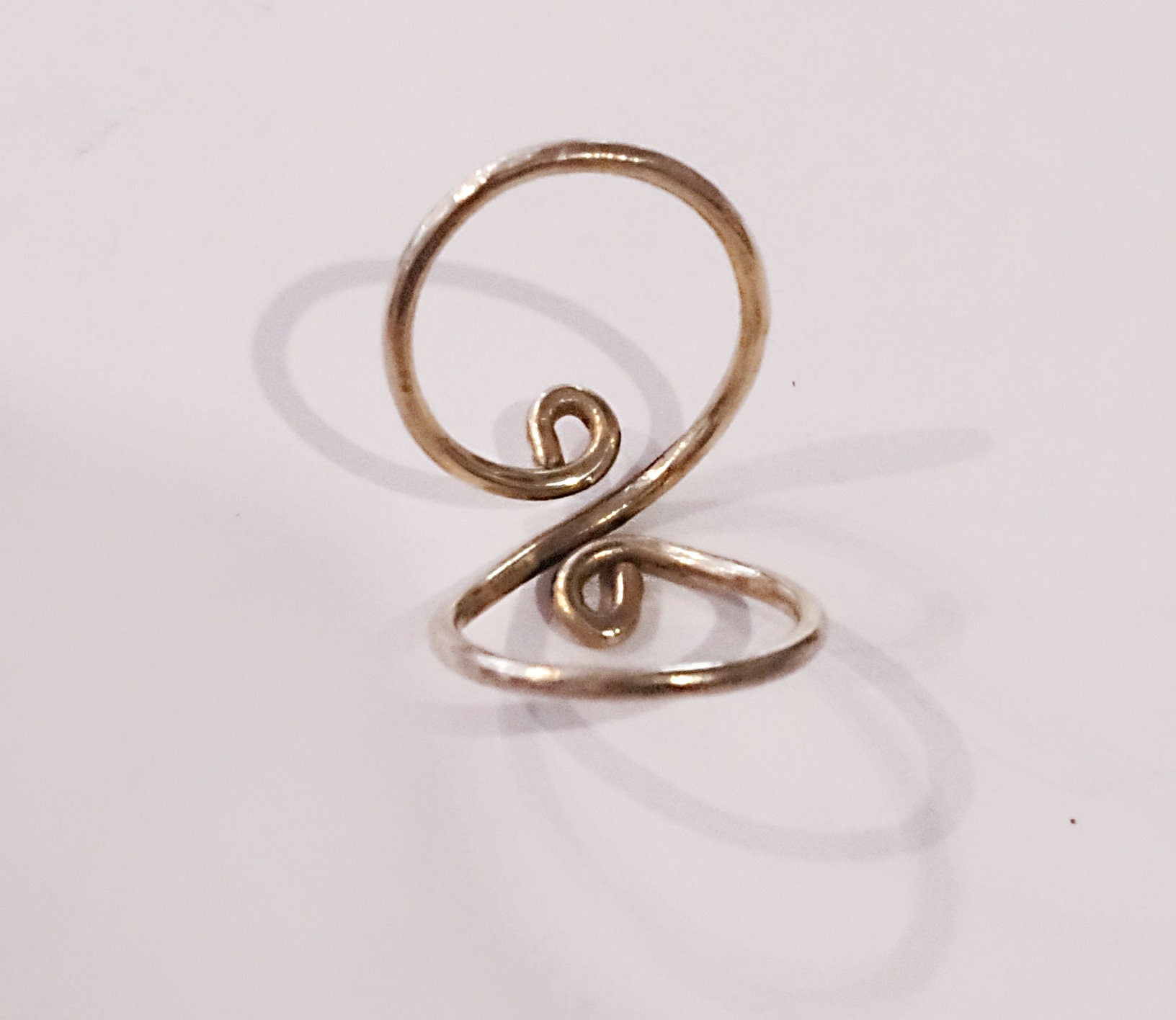 Arthritis finger splint brass or sterling silver hammered textured ring