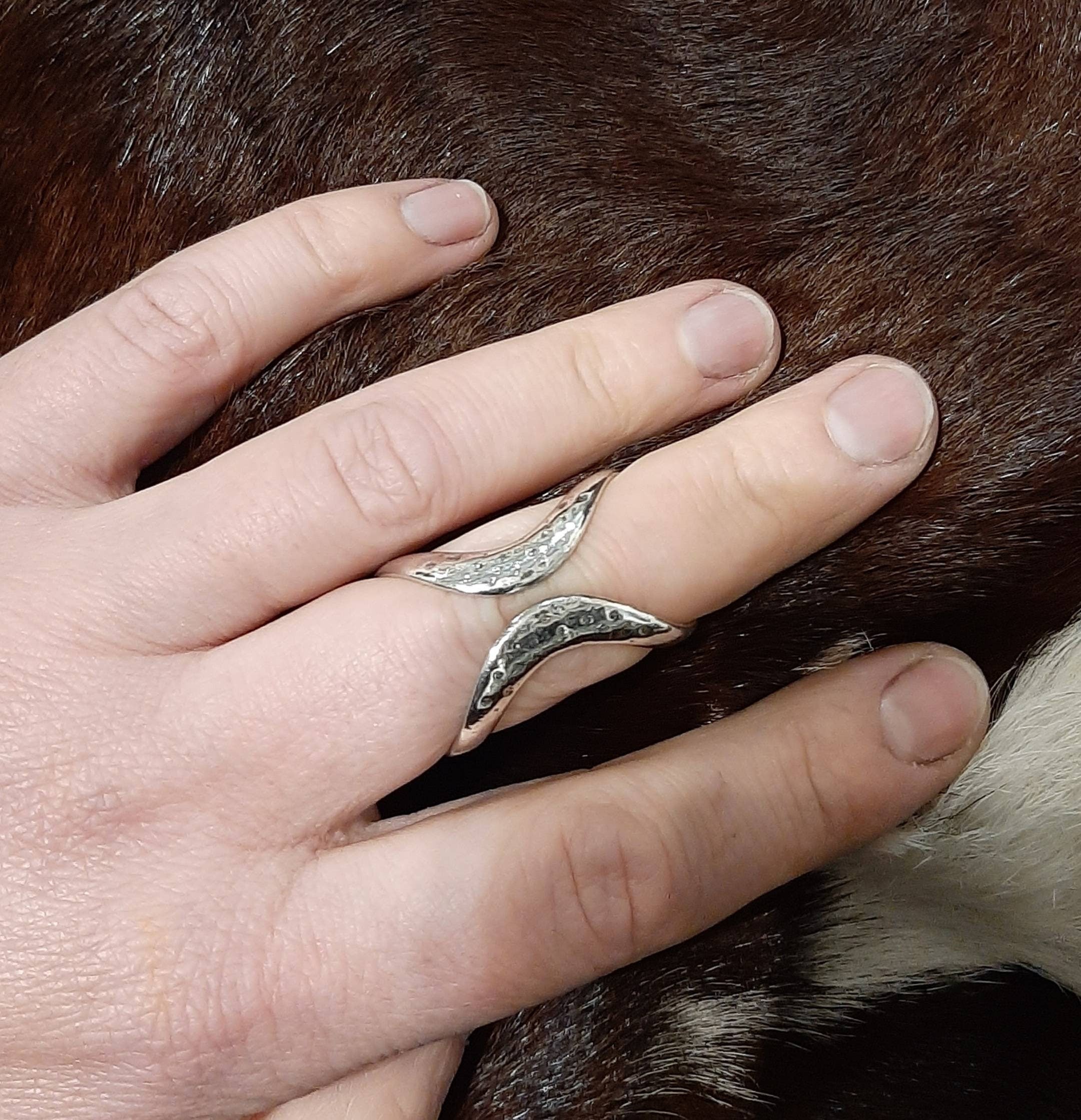 Arthritis EDS finger ring splint adjustable,  comfortable handmade textured ring, splint ring, for PID or DIP joints