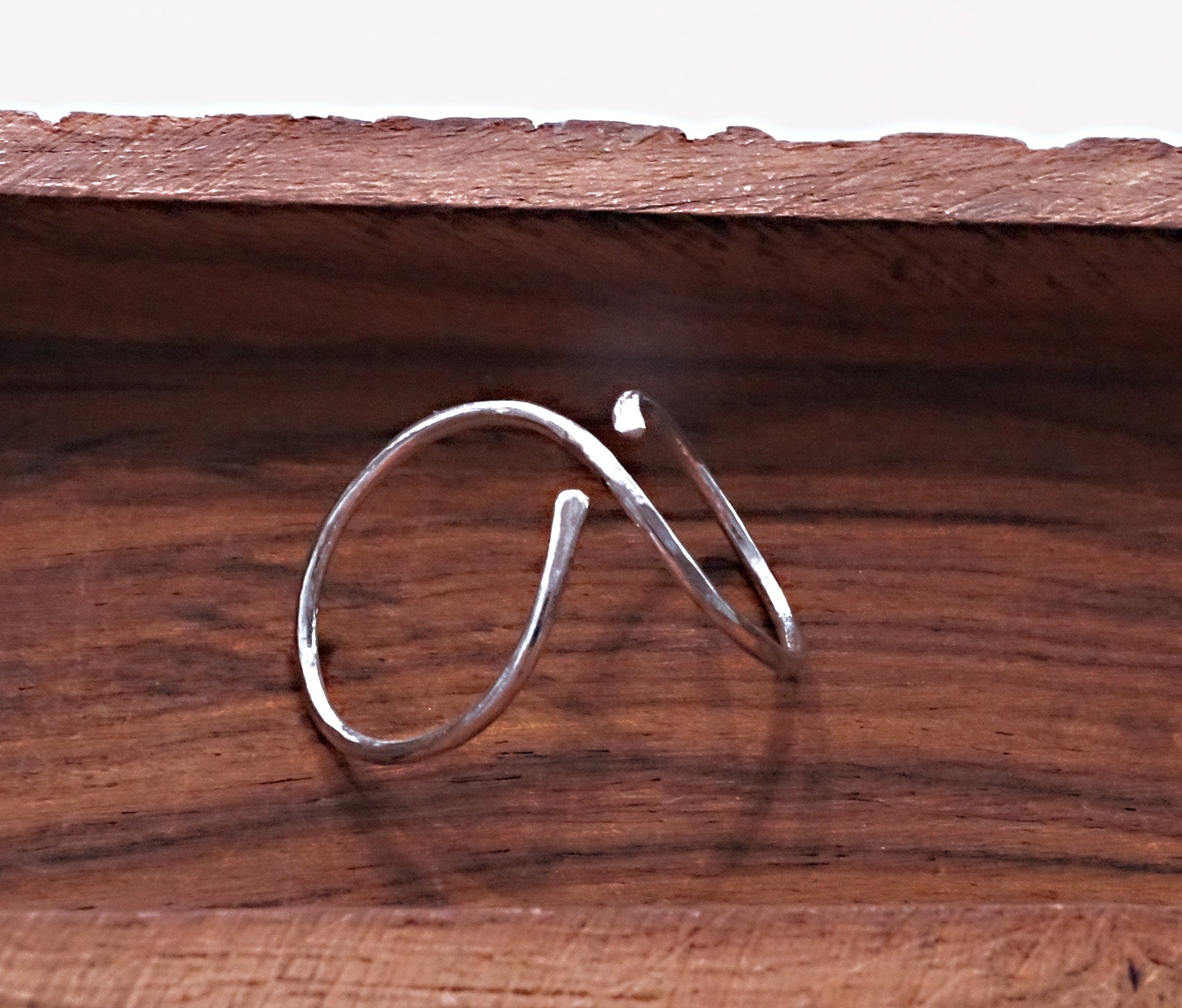 Arthritis finger sterling silver  splint, light adjustable hammered textured ring for "swan neck"