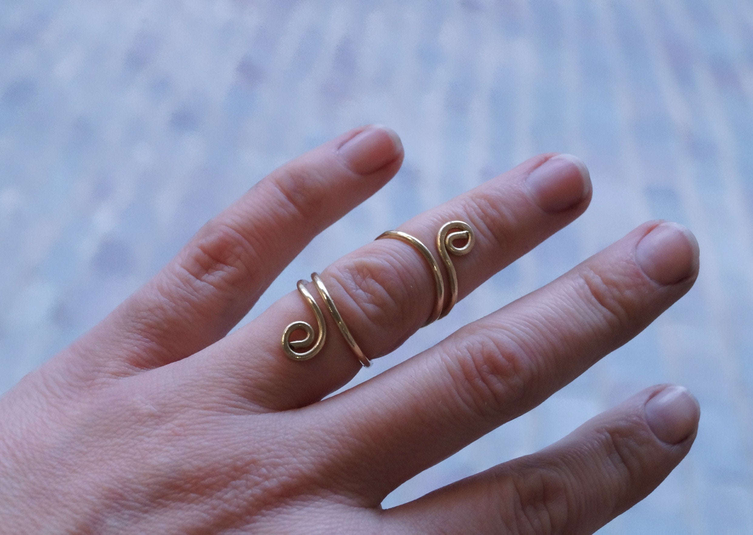 Finger sterling silver 925 splint, light adjustable hammered textured ring