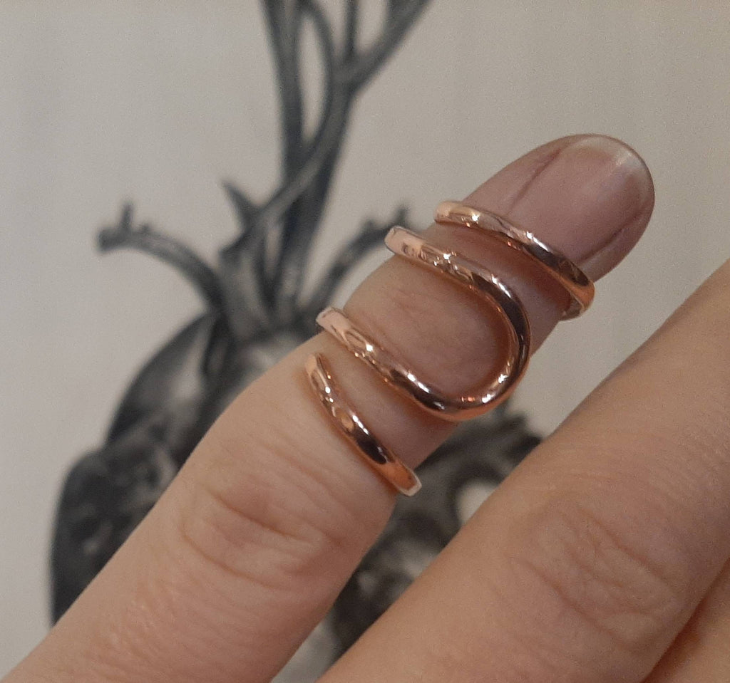 Arthritis finger splint for bcnding sideways lateral deviation sterling  silver 925, brass or copper ring for Ehlers Danols, EDS