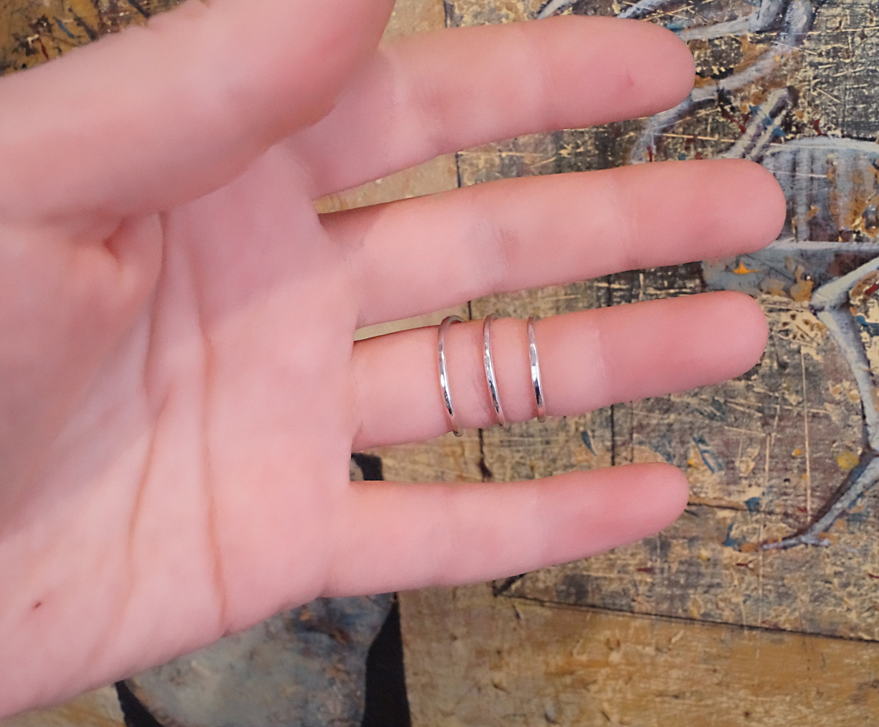 Arthritis finger splint sterling silver 925 or brass hammered handmade textured ring