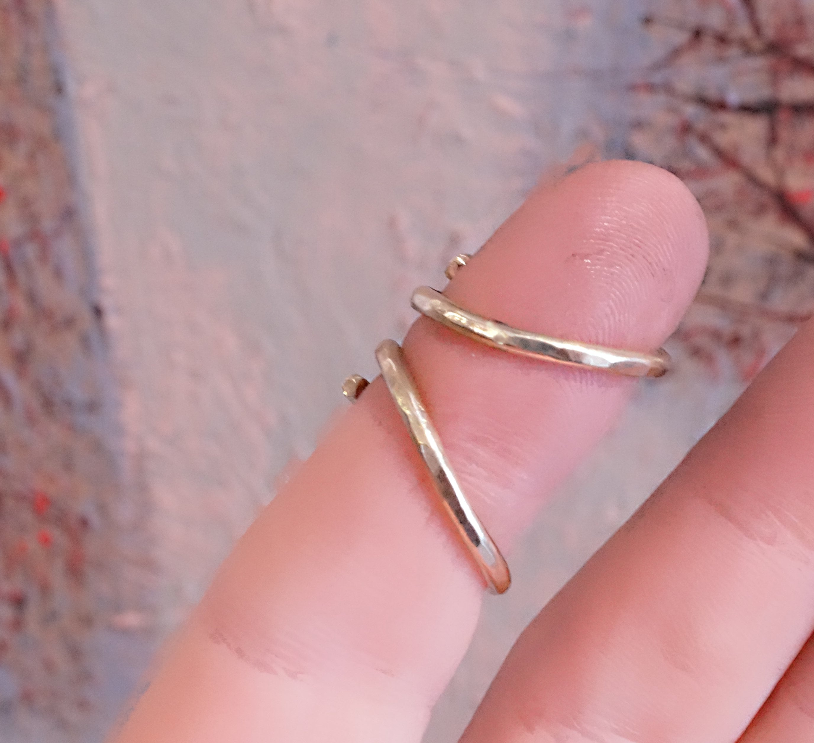 Arthritis finger splint for bending sideways handmade hammered sterling  silver, brass or copper textured ring, EDS, lateral deviation