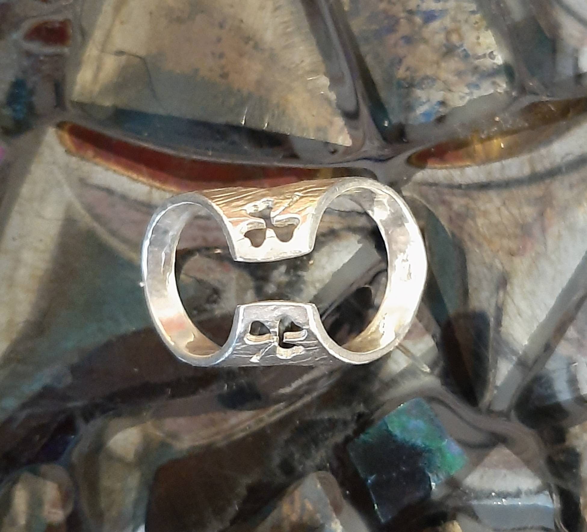 Handcrafted finger splint ring in sterling silver or bronze for support