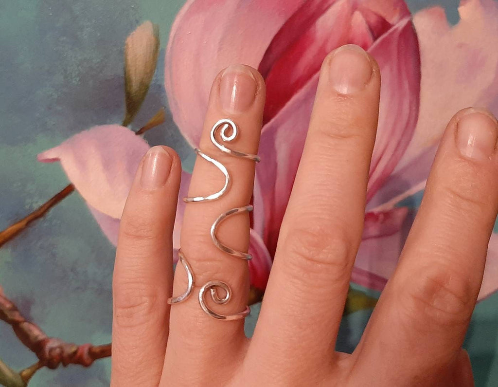 Adjustable finger splint ring in sterling silver 925 designed to support both finger joints