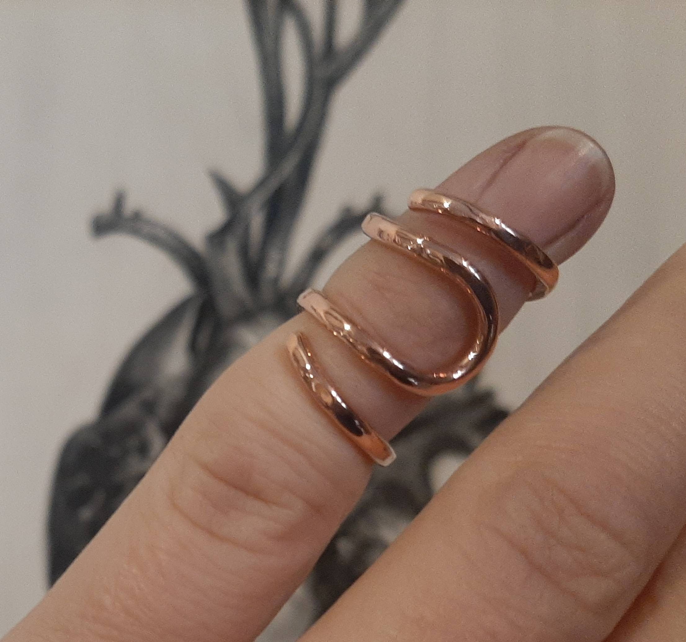 Adjustable finger splint ring for sideways finger issue in sterling silver 925, brass, or copper