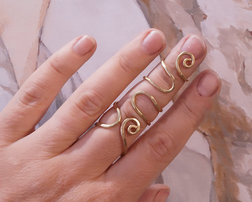 Adjustable brass finger splint ring worn for  support and finger joint 