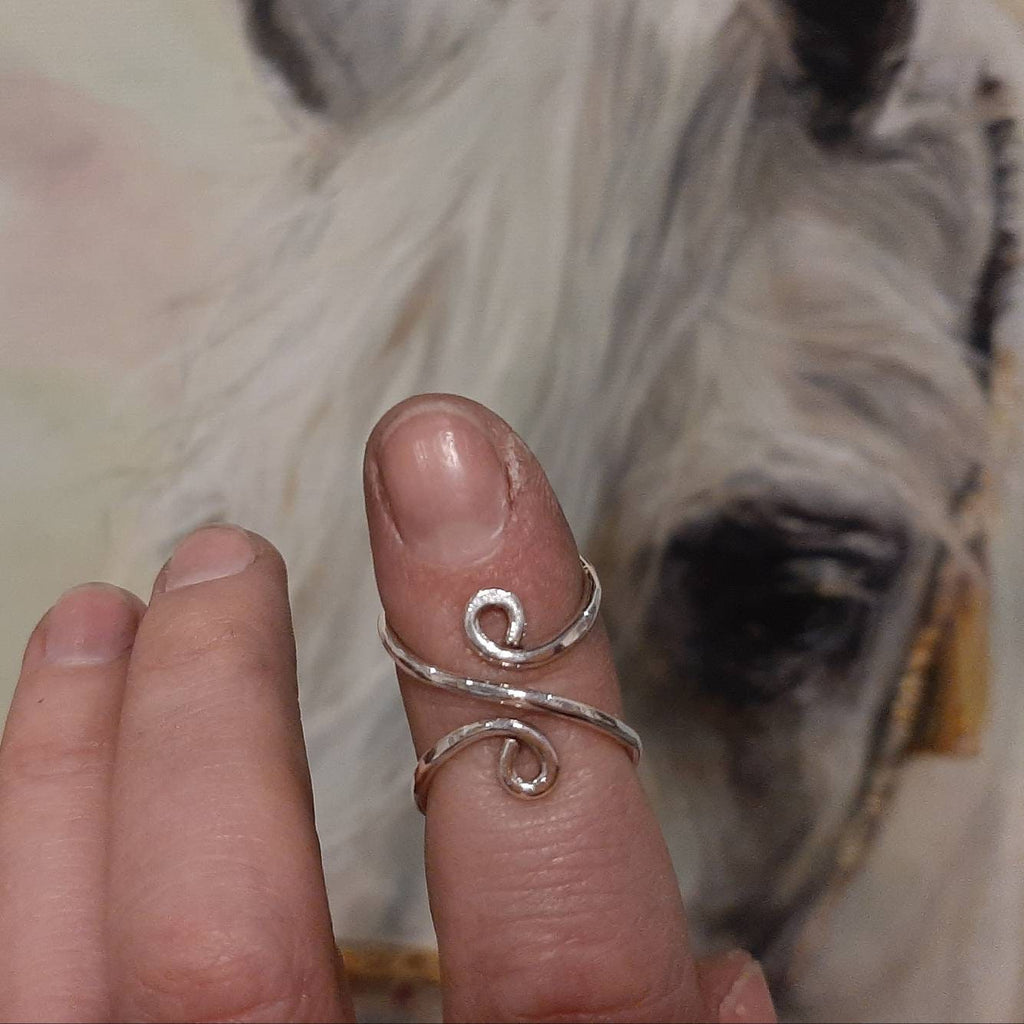 Hammered textured  finger splint ring in brass or sterling silver for joint support