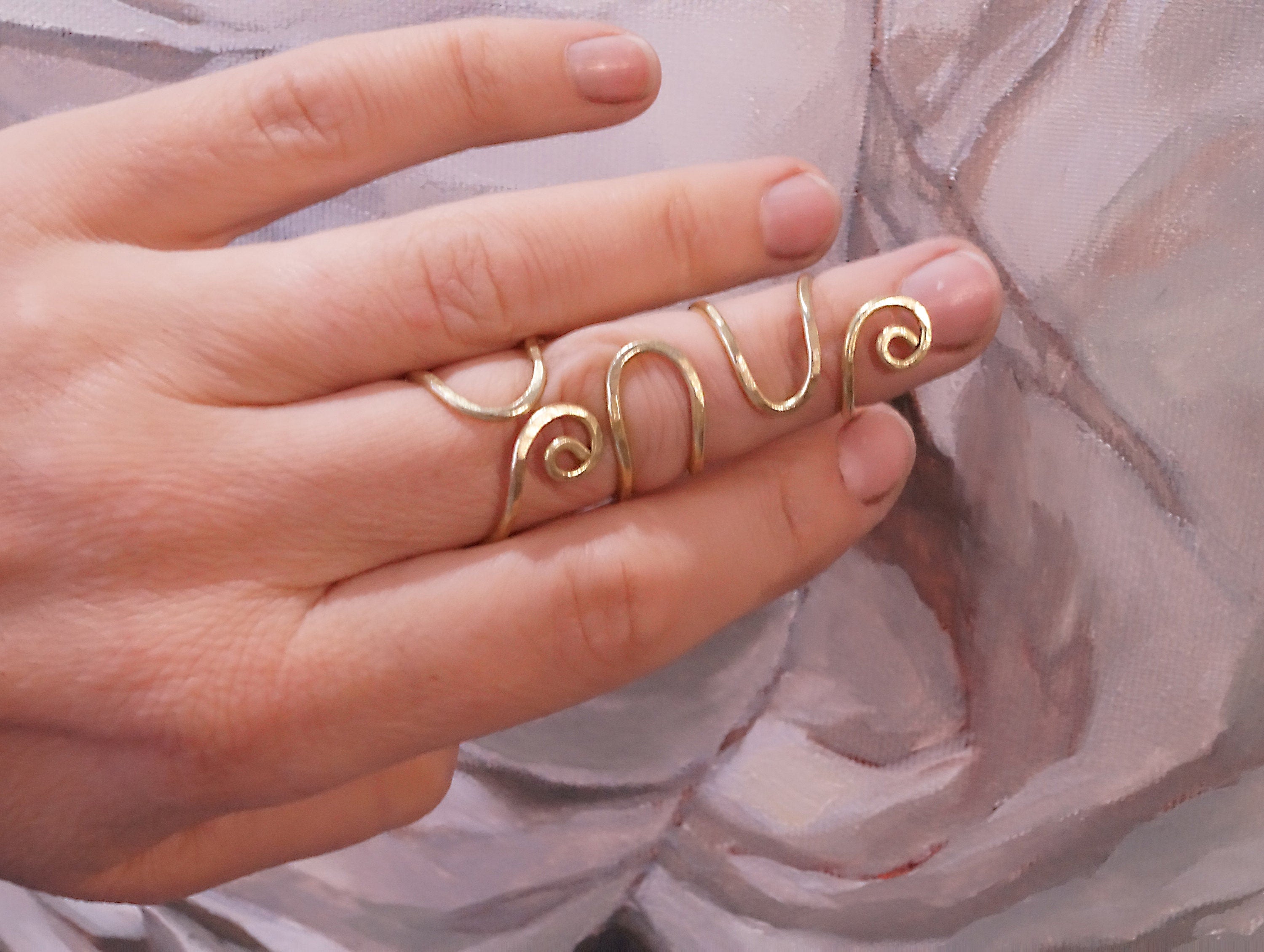 Handcrafted brass finger splint ring supporting both  finger joints