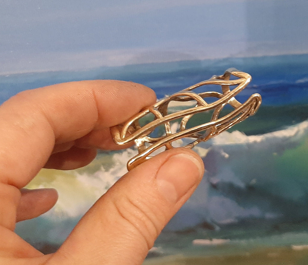 Handcrafted bronze finger splint ring supporting both  finger joints