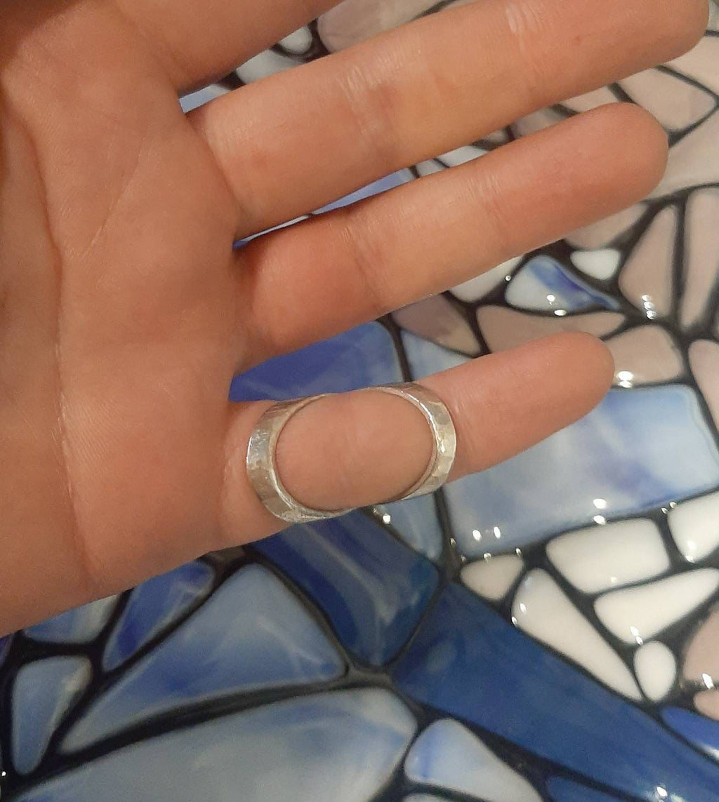 Handcrafted finger splint ring in sterling silver or bronze for support