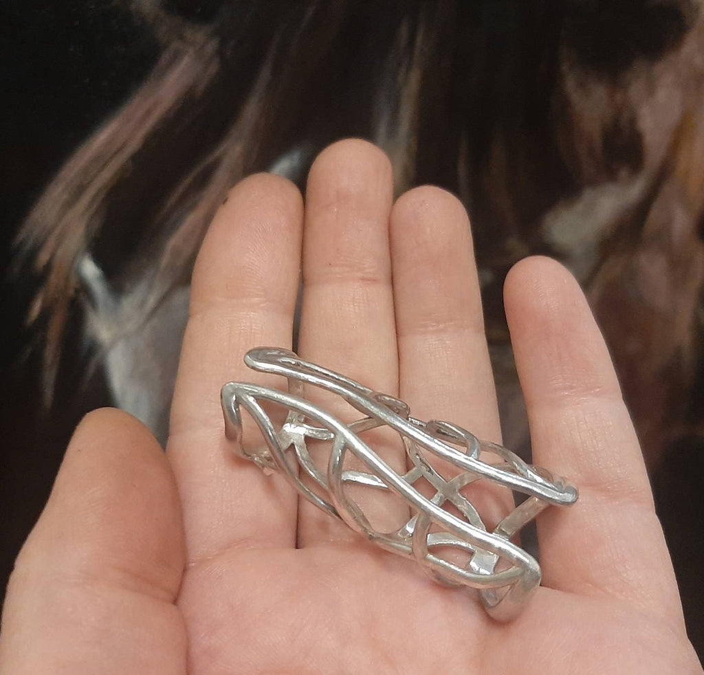 Handcrafted sterling silver 925 full finger splint ring designed for support of both finger joints
