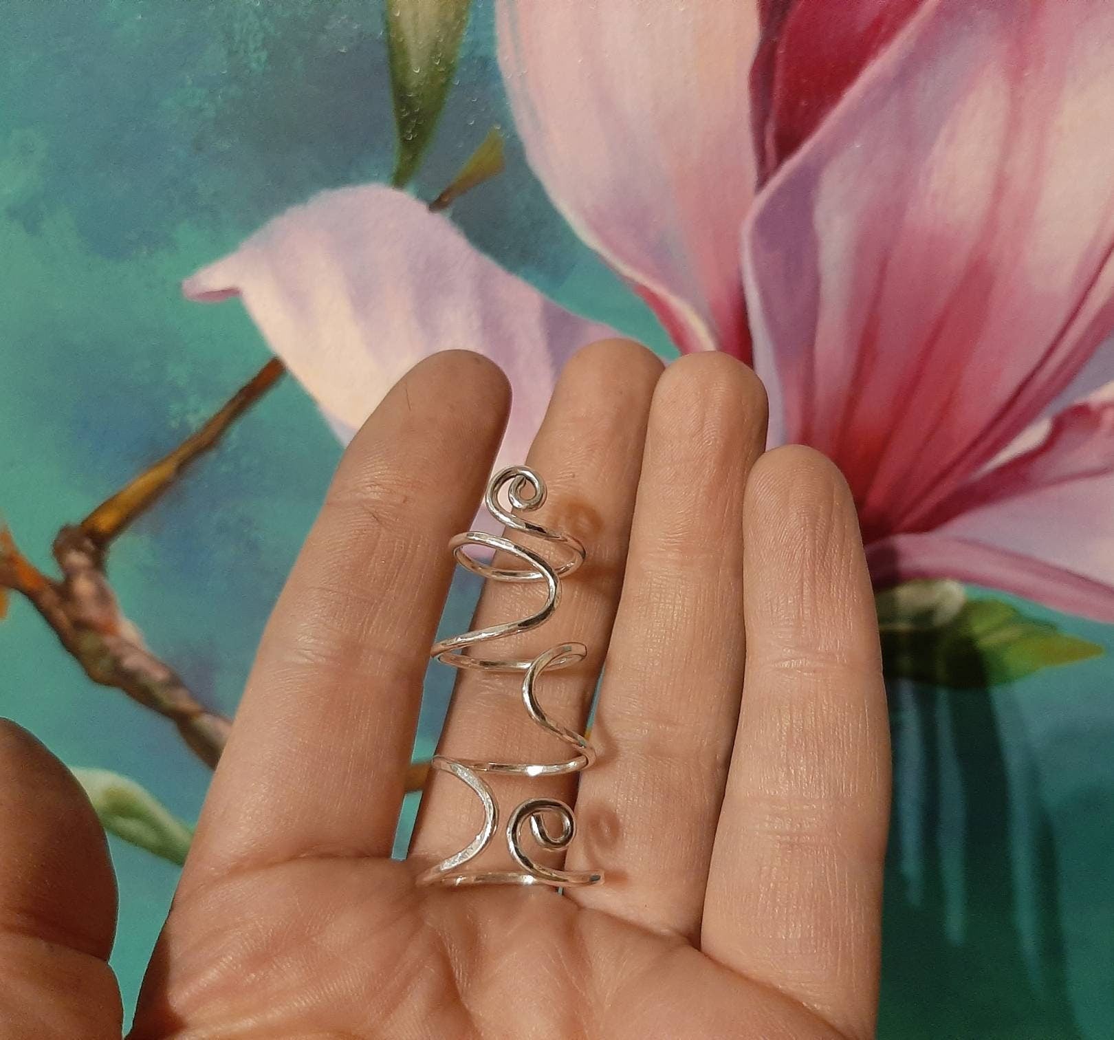 Sterling silver finger splint ring suitable for Ehlers-Danlos Syndrome and hypermobile joints