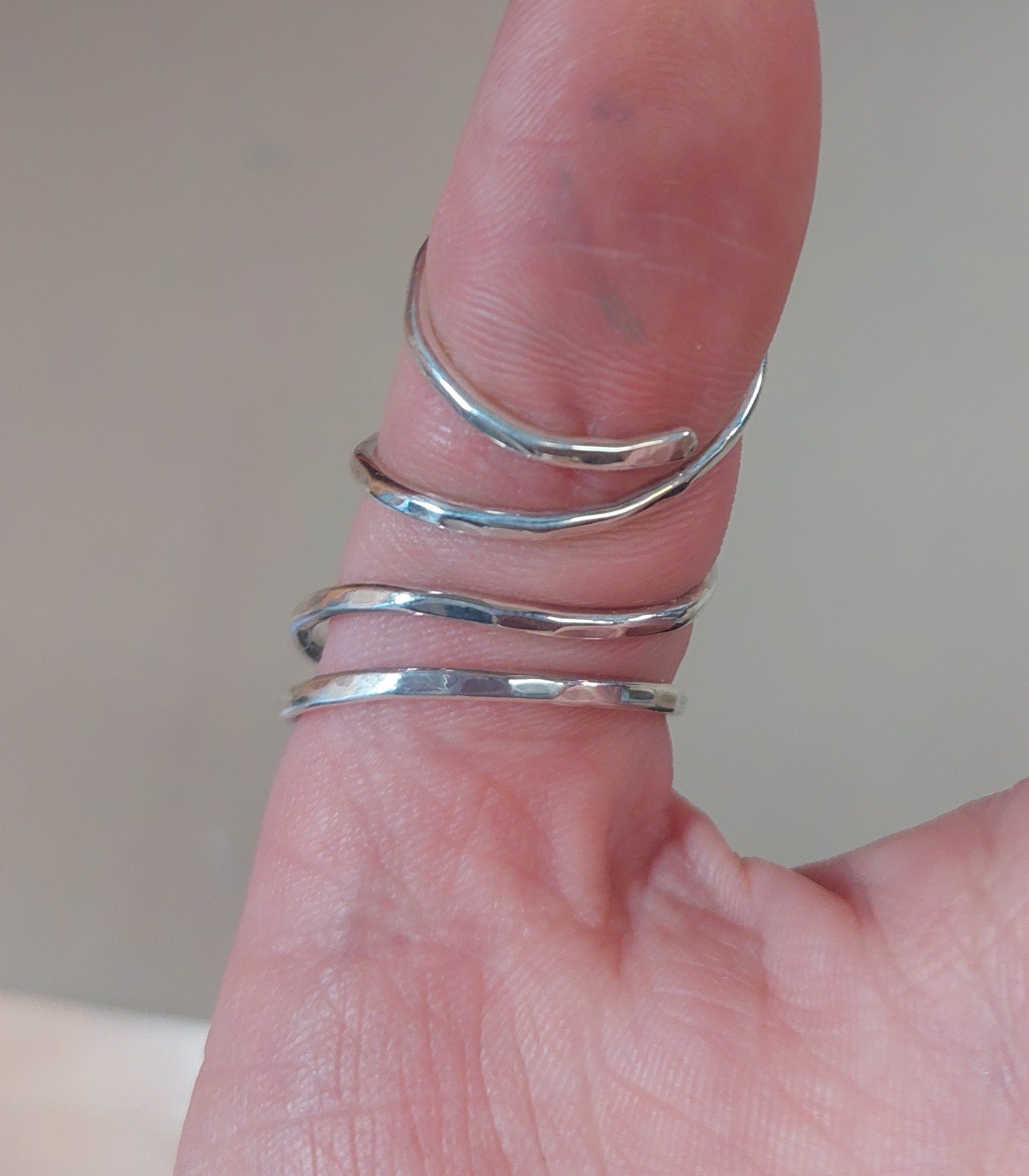 Sterling silver thumb splint ring worn